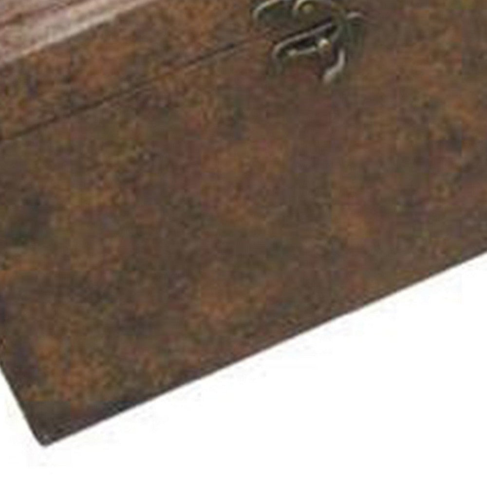 Wooden Lift Top Storage Box with Grain Details Set of 3 Brown BM228640