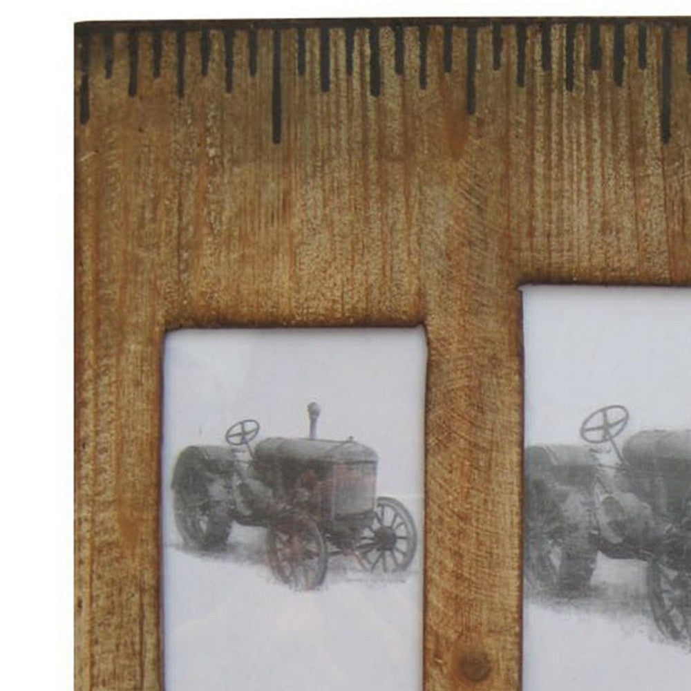Photo Frame | Rectangular Wood | 4 Slot | Distressed Brown
