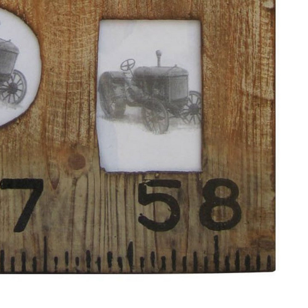Photo Frame | Rectangular Wood | 4 Slot | Distressed Brown