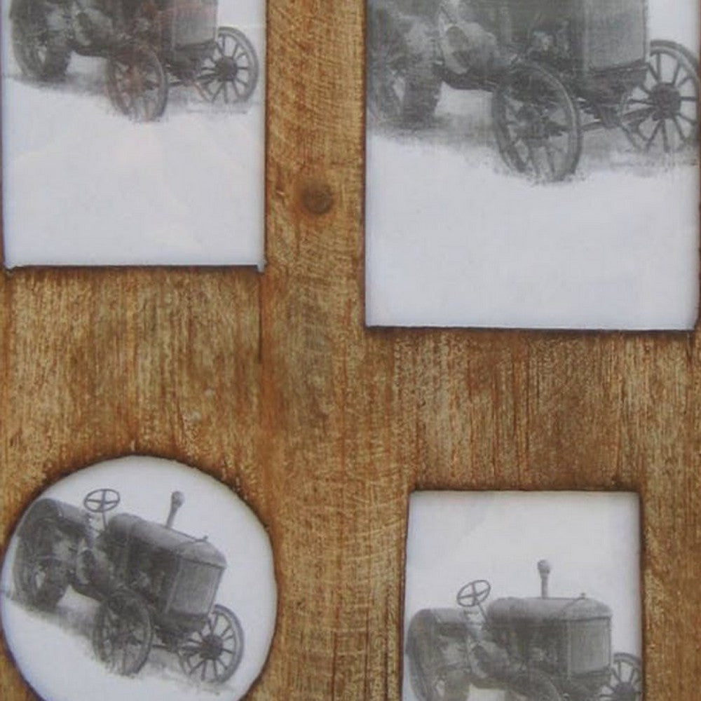Photo Frame | Rectangular Wood | 4 Slot | Distressed Brown