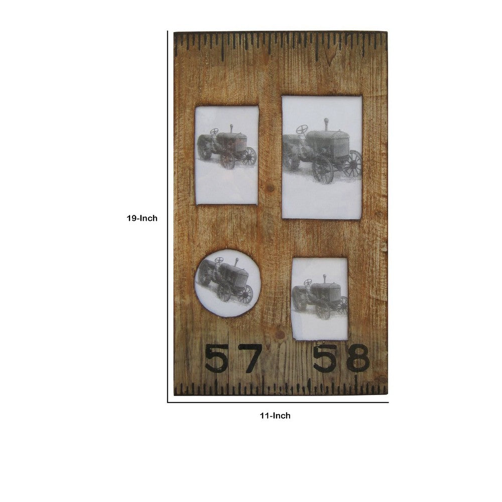 Photo Frame | Rectangular Wood | 4 Slot | Distressed Brown