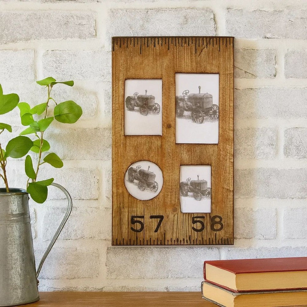 Photo Frame | Rectangular Wood | 4 Slot | Distressed Brown