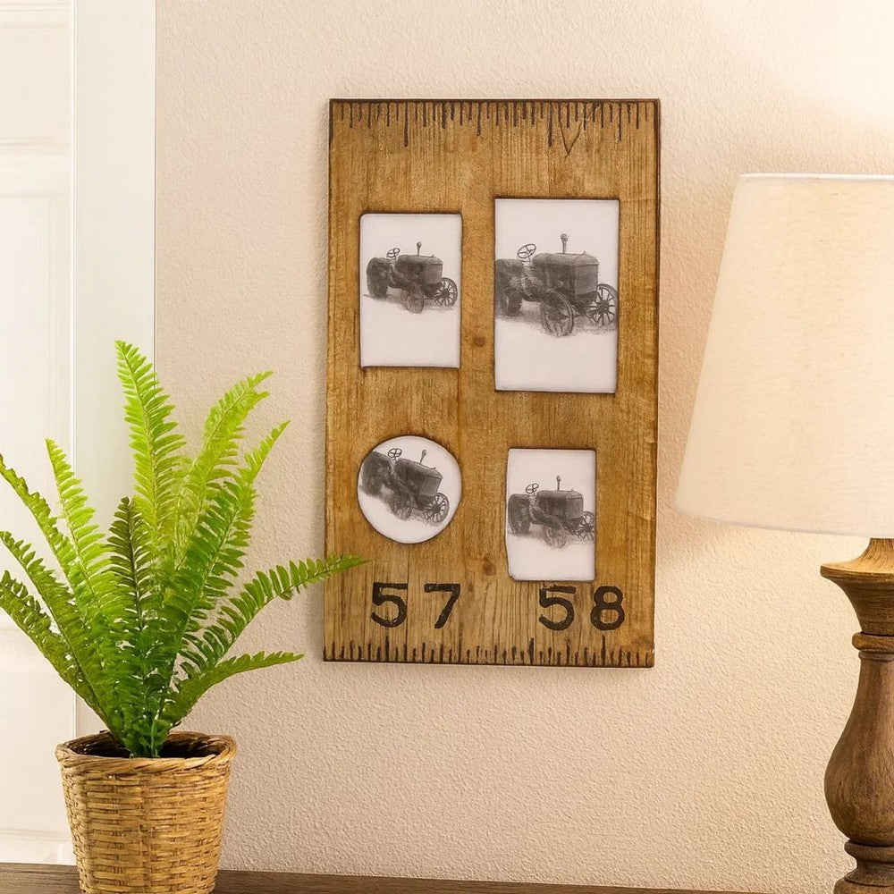 Photo Frame | Rectangular Wood | 4 Slot | Distressed Brown
