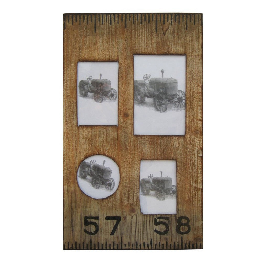 Photo Frame | Rectangular Wood | 4 Slot | Distressed Brown