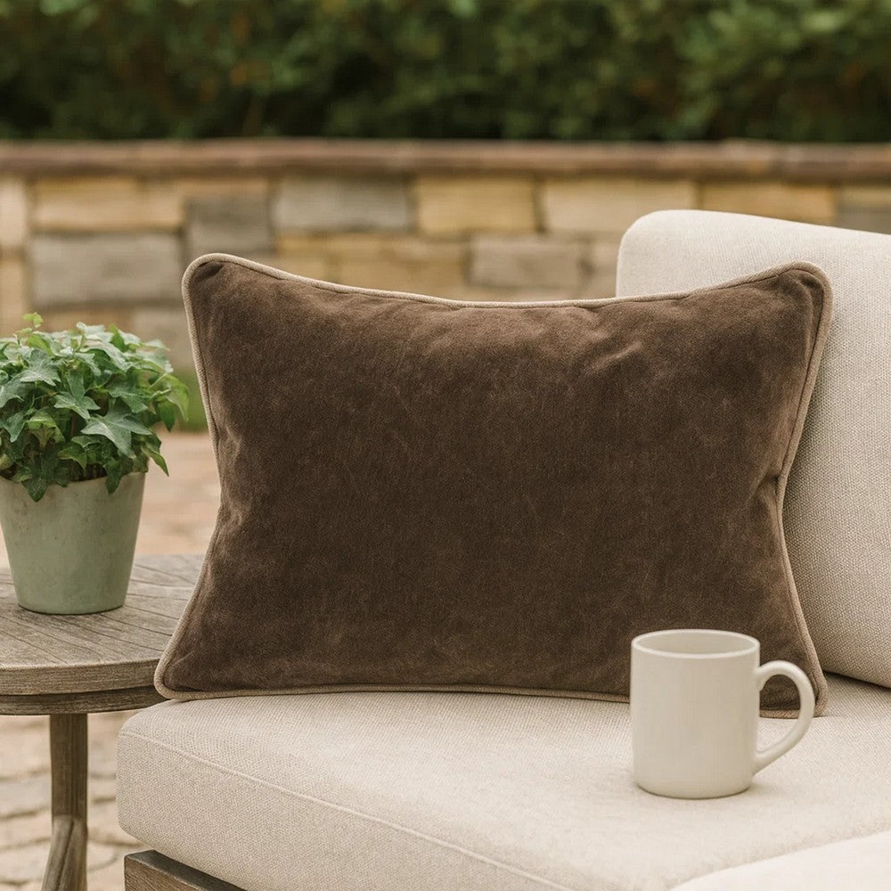 Throw Pillow | Rectangular | 20 x 14 | Piped Edges | Brown