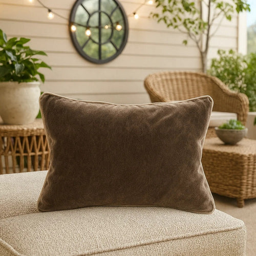 Throw Pillow | Rectangular | 20 x 14 | Piped Edges | Brown