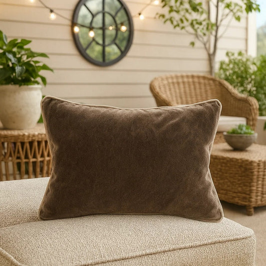 Throw Pillow | Rectangular | 20 x 14 | Piped Edges | Brown