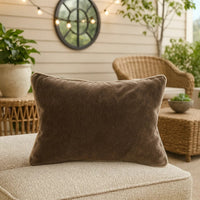 Throw Pillow | Rectangular | 20 x 14 | Piped Edges | Brown