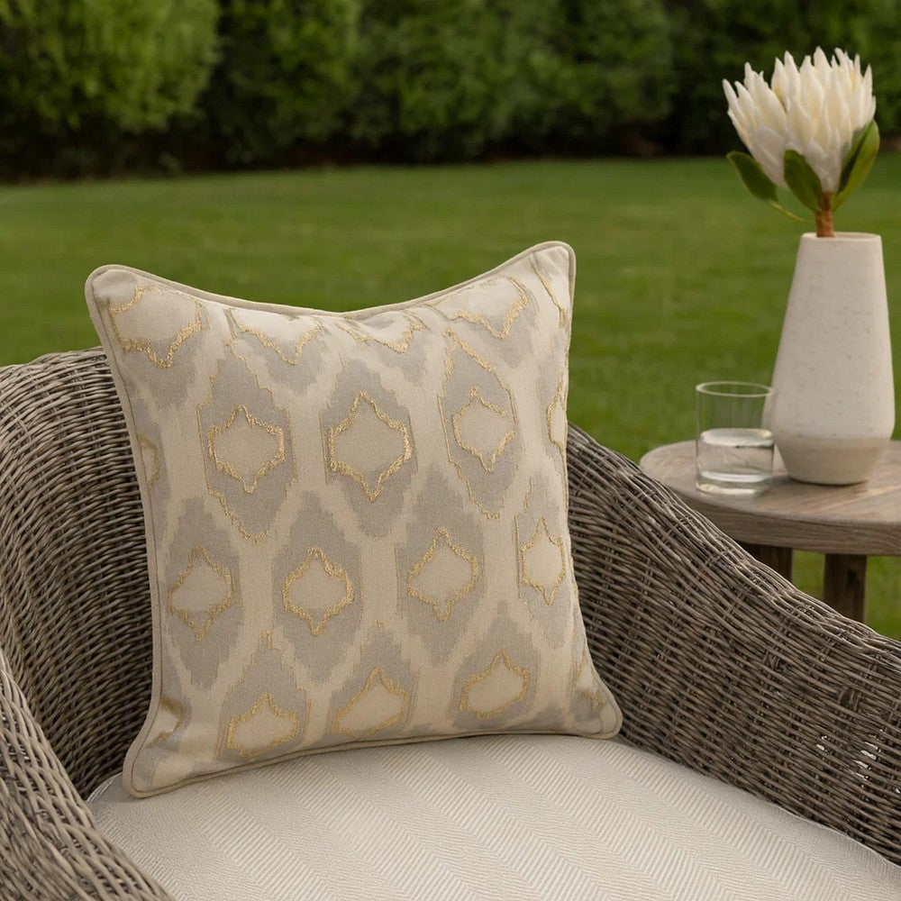 Throw Pillow Set | 20 x 20 | Metallic Embroidery | Gray & Beige