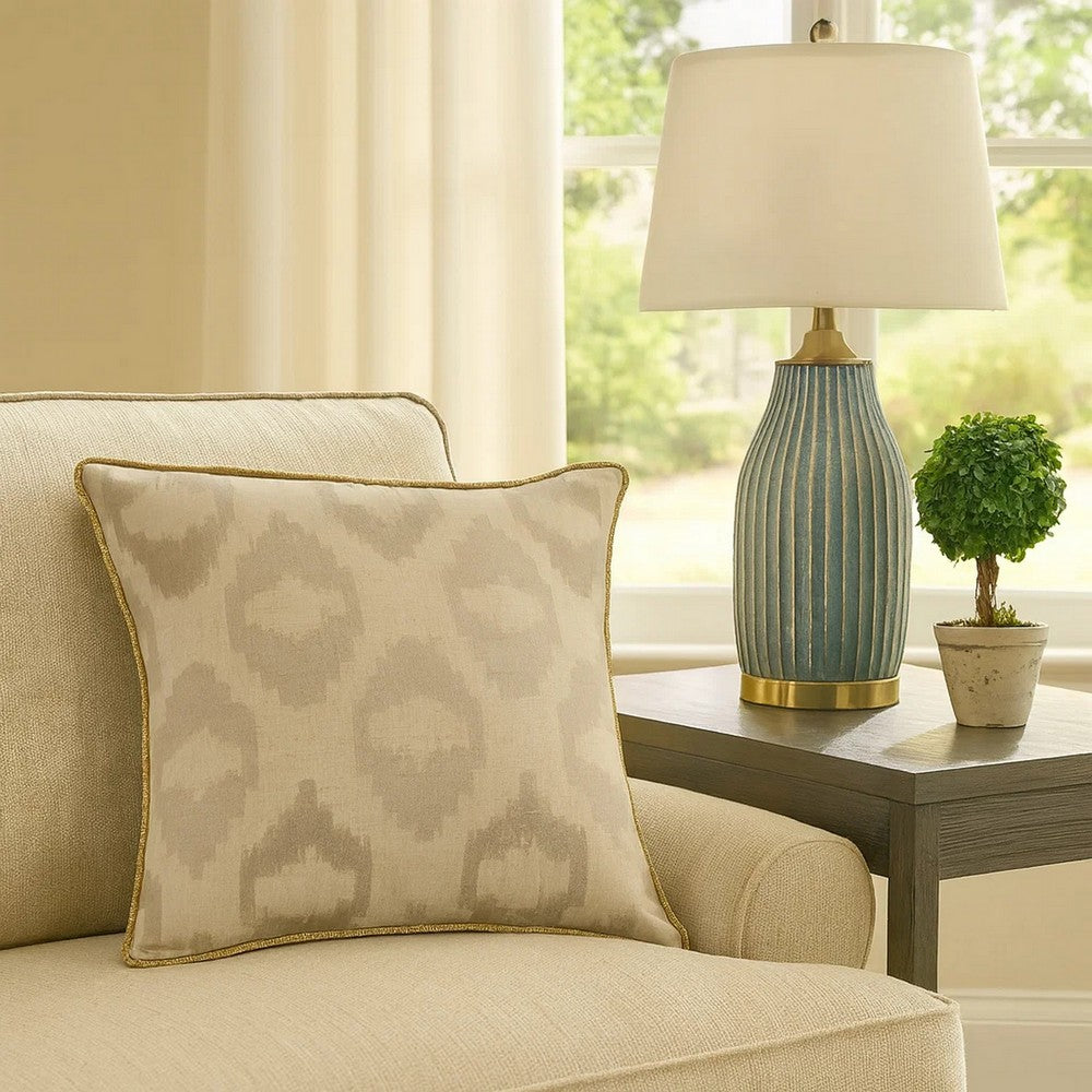 Throw Pillow Set | 20 x 20 | Metallic Embroidery | Gray & Beige