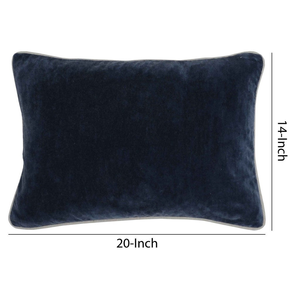 Throw Pillow | Rectangular | 20 x 14 | Piped Edges | Navy Blue