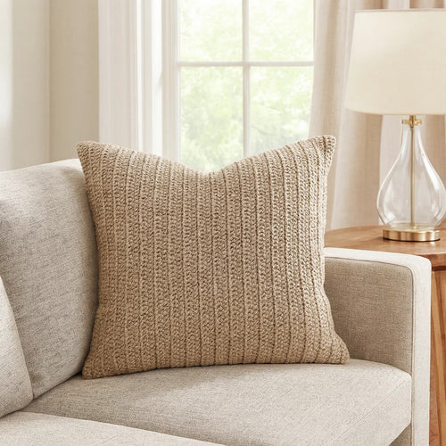 Throw Pillow Set | 20 x 20 | Hand Knit | Brown