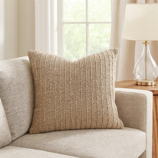 Throw Pillow Set | 20 x 20 | Hand Knit | Brown