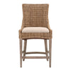 Wicker and Fabric Counter Stool with Wood Frame Set of 2 Brown and Gray By Casagear Home BM228941