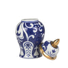 Urn Shaped Ceramic Jar with Lid and Gold Accent Blue By Casagear Home BM228952