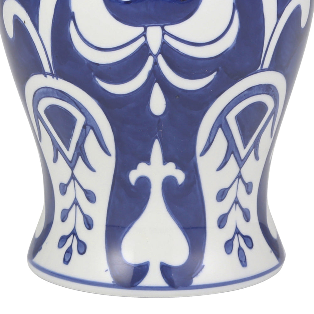 Urn Shaped Ceramic Jar with Lid and Gold Accent Blue By Casagear Home BM228952