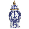 Urn Shaped Ceramic Jar with Lid and Gold Accent Blue By Casagear Home BM228952