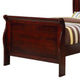 Twin Size Wooden Sleigh Bed with Panel Legs Cherry By Casagear Home BM229171
