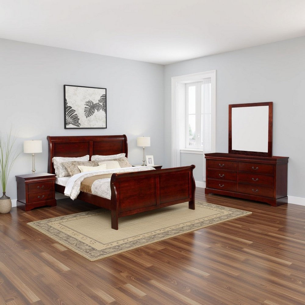 Emery 4 Piece King Bedroom Set  | Sleigh Design | Cherry Wood
