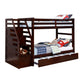 Evan Twin Over Twin Bunk Bed | 4 Storage Drawers | Dark Brown