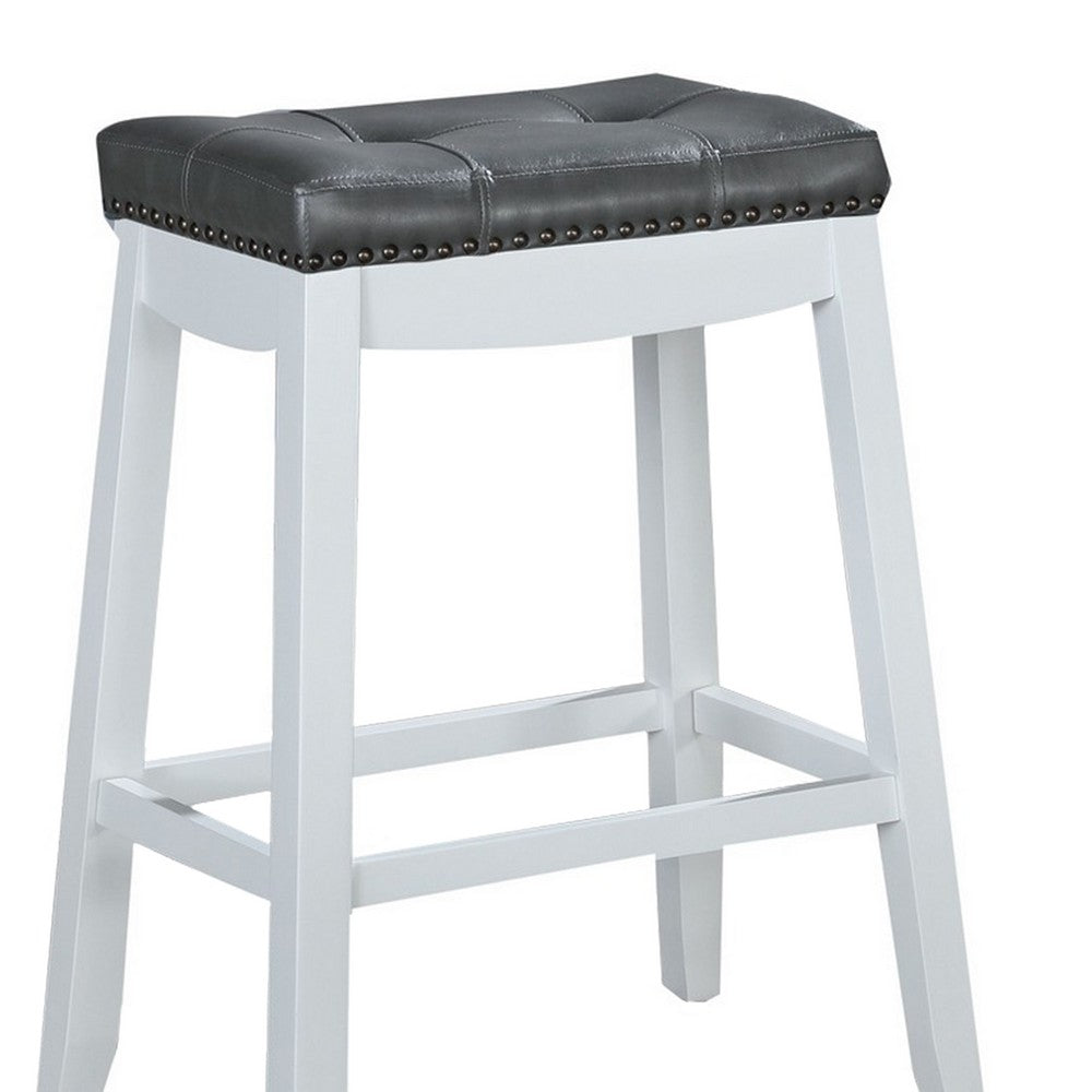 29’’ Wooden Bar Height Stool Set of 2 White and Gray by Casagear Home BM229259