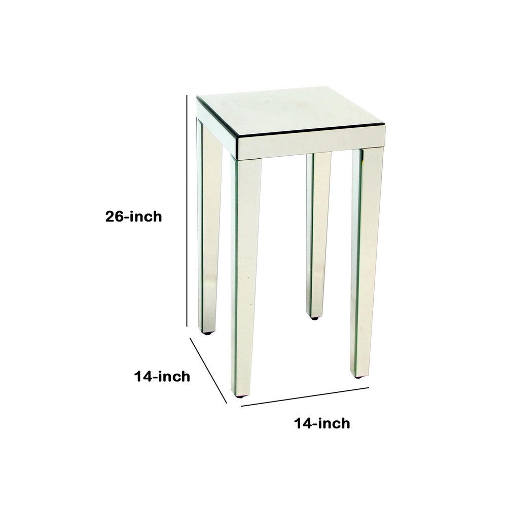 26 Inch Beveled Mirror Wood Accent Table Silver By Casagear Home BM229412