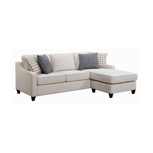 Nico Sectional | L Shaped | Reversible Chaise | Cream Fabric