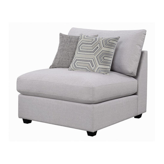 Fabric Armless Chair with Pillow Back Cushions and Tapered Feet, Gray