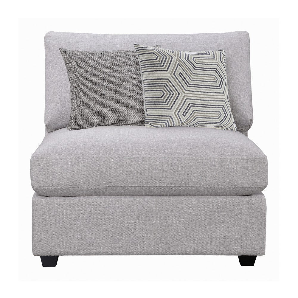 Fabric Armless Chair with Pillow Back Cushions and Tapered Feet Gray BM229621