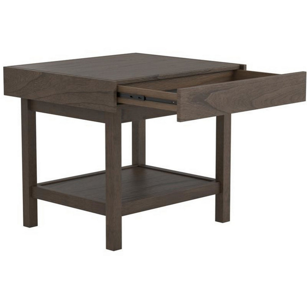 28’’ 1 Hidden Drawer Wooden End Table Taupe Gray By Casagear Home BM229635