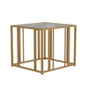 Glass Top End Table with Metal Tubular Base, Brass