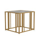 Glass Top End Table with Metal Tubular Base, Brass