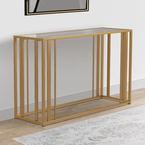 Nova Sofa Table | Glass Top | Tubular Metal Base | Brass Finish