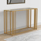47.25'' Glass Top Sofa Table with Tubular Base, Brass By Casagear Home