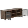 59’’ Wooden TV Console with 3 Glass Door Storage Brown By Casagear Home BM229643