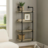 24 Inches 4 Tier Wood and Metal Wall Shelf, Gray and Black By Casagear Home