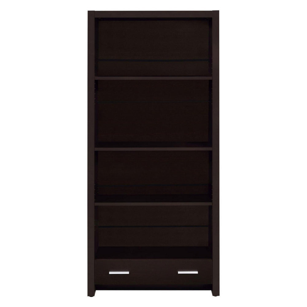 Wooden Bookcase with 3 Shelves and 1 Drawer Dark Brown By Casagear Home BM229684