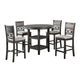 5 Piece Counter Height Table with Open Geometric Back Chairs, Gray