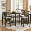 5 Piece Counter Height Table with Open Geometric Back Chairs, Gray