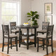 5 Piece Counter Height Table with Open Geometric Back Chairs, Gray