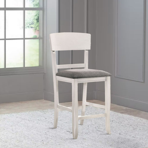 Juno Counter Chair Set | Wood Frame | Curved Back | White & Gray