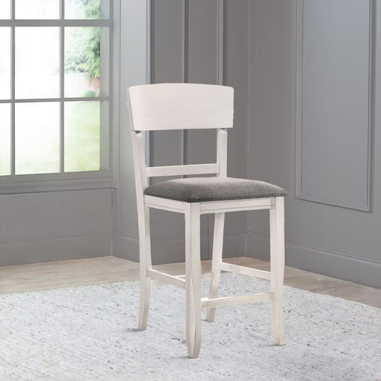 Juno Counter Chair Set | Wood Frame | Curved Back | White & Gray