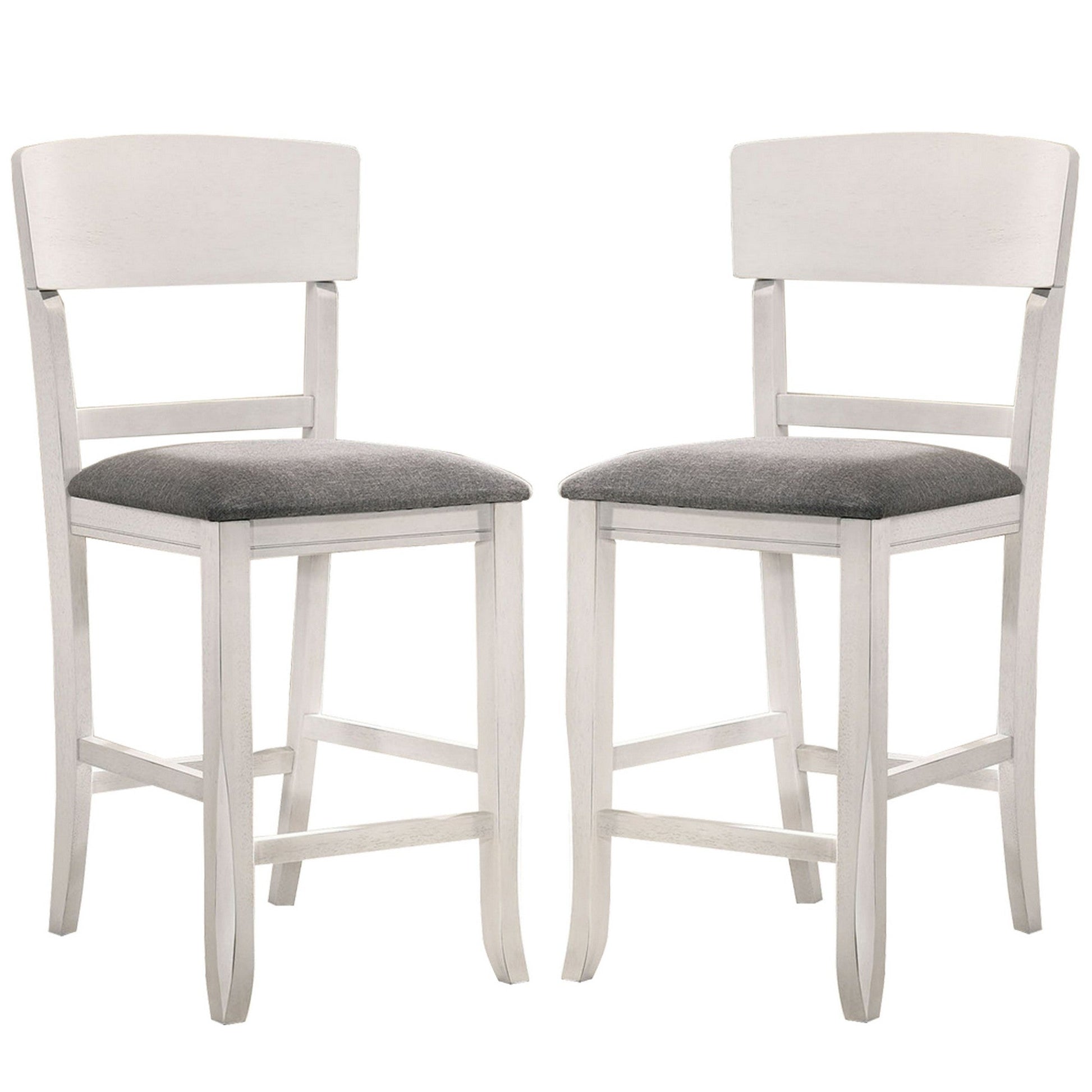 Wooden Counter Height Chair with Curved Back Set of 2 White and Gray BM230034