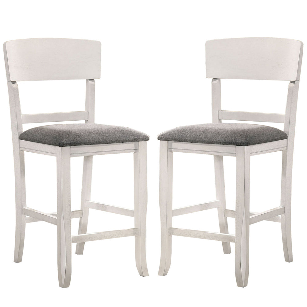 Wooden Counter Height Chair with Curved Back Set of 2 White and Gray BM230034