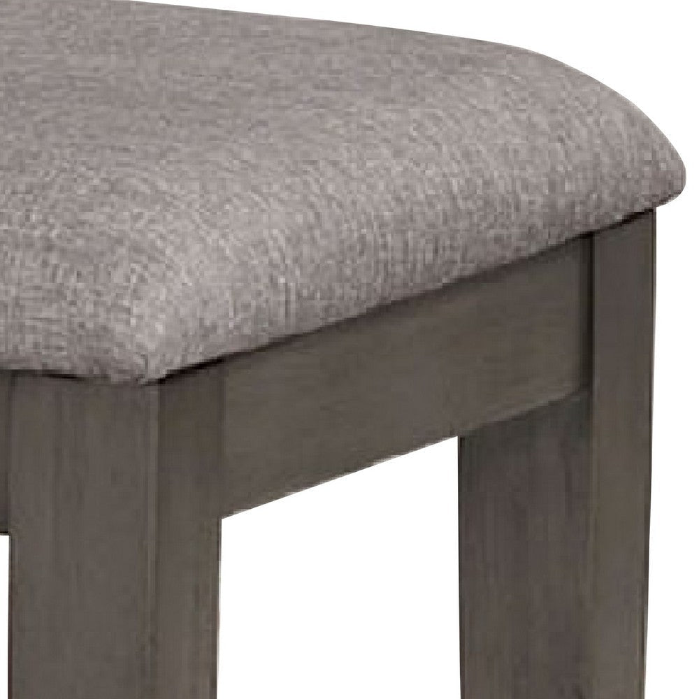 Rectangular Fabric Bench with Wooden Tapered legs Charcoal Gray BM230043