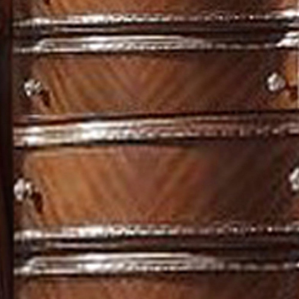 5 Drawer Wooden Chest with Oversized Scroll Legs Cherry Brown BM230106