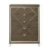 5 Drawer Wooden Chest with Acrylic Legs and Mirror Trim Taupe Brown BM230130