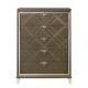 5 Drawer Wooden Chest with Acrylic Legs and Mirror Trim Taupe Brown BM230130