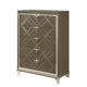 5 Drawer Wooden Chest with Acrylic Legs and Mirror Trim, Taupe Brown
