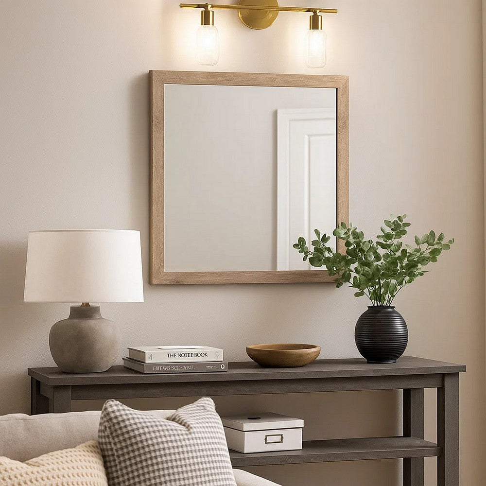 Kai Mirror | Square Wood Frame | Rough Hewn Texture | Brown